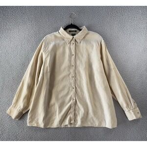 Lauren Ralph Lauren Shirt Womens 2X Beige 100% Linen LS Button Coastal Beach